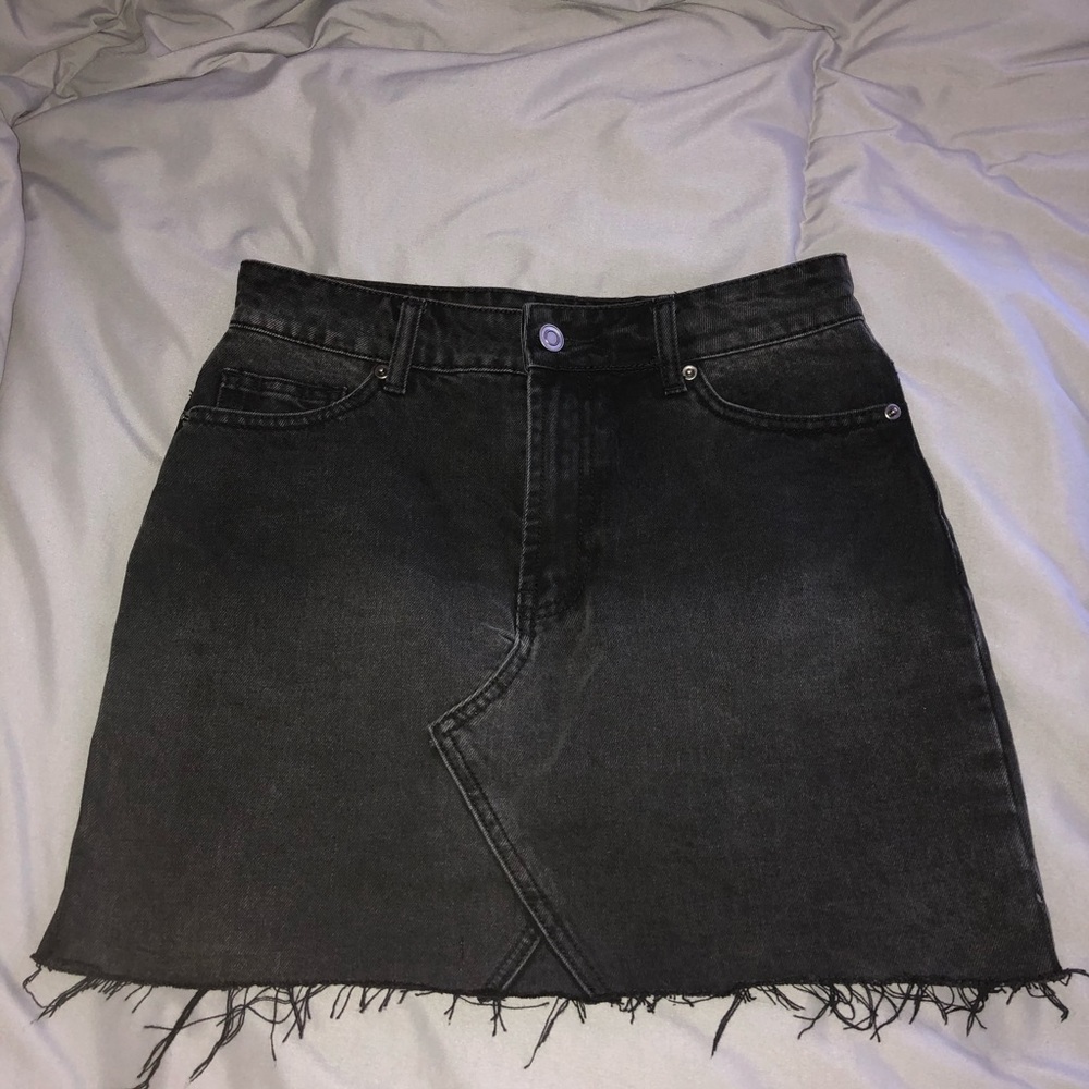 Black denim skirt
